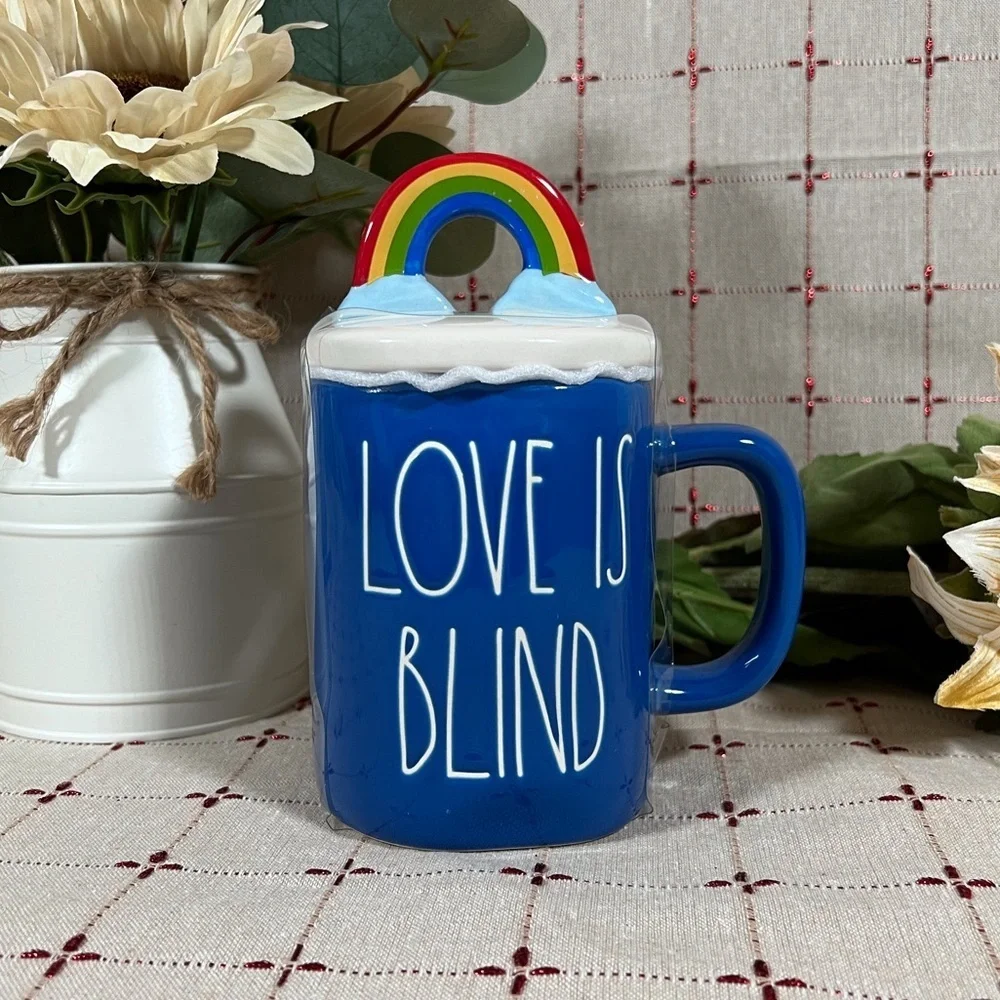 Rae Dunn Artisan Collection “Love is Blind” Figural Rainbow Topper Mug New - Picture 1 of 8